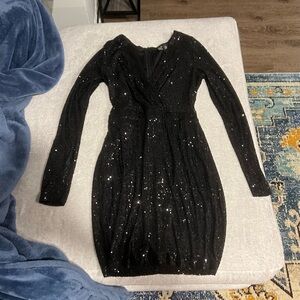 Windsor Black Sequin Long Sleeve Bodycon Dress